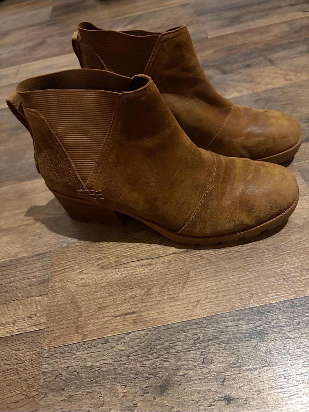 Sorel Tan Suede Chelsea Ankle Booties